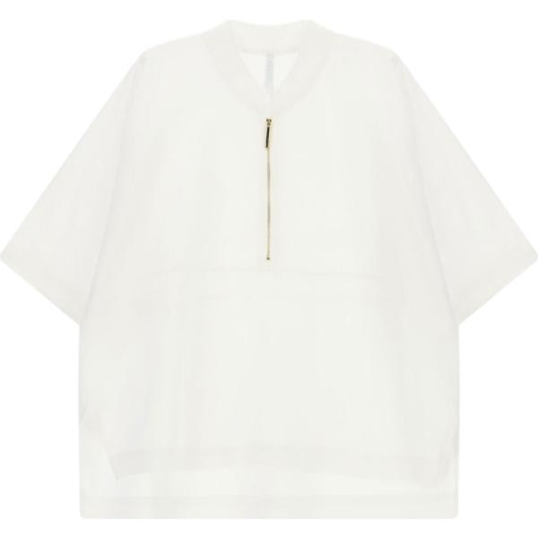 Camicia a maniche corte da donna in bianco neve corto a maniche corte con zip Imperial