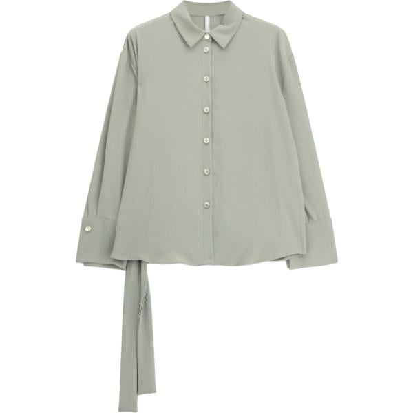 Camicia da donna in grigio chiaro collo classico a maniche lunghe con bottoni Imperial