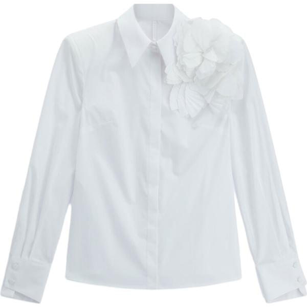 Camicia da donna in bianco avorio a fiori collo classico Imperial