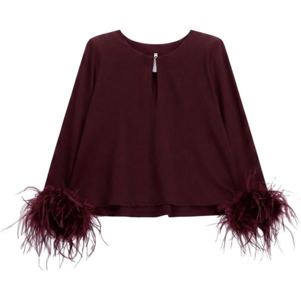 Blusa da donna in marrone scuro girocollo a maniche lunghe Imperial