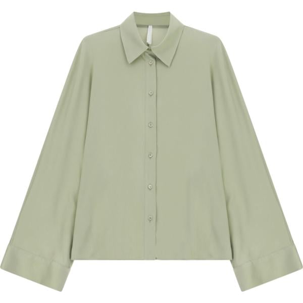 Camicia da donna in beige sabbia collo classico maxi Imperial