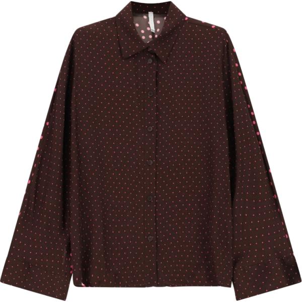 Camicia da donna in marrone scuro con stampe collo classico con bottoni Imperial Imperial