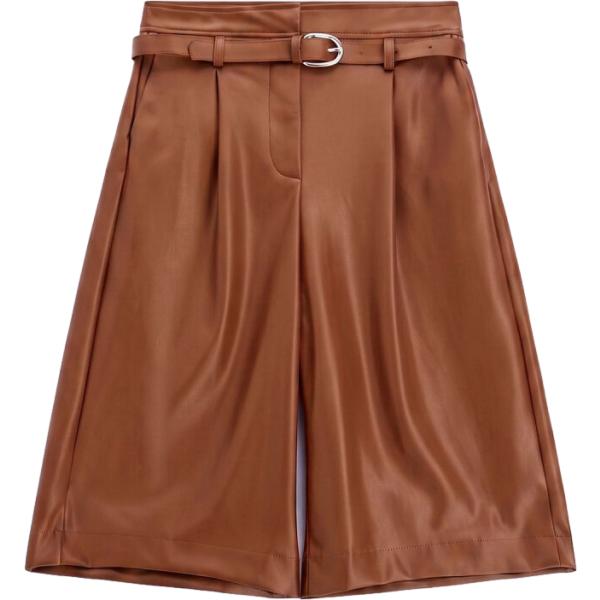 Bermuda da donna in marrone scuro a vita alta con cintura Imperial
