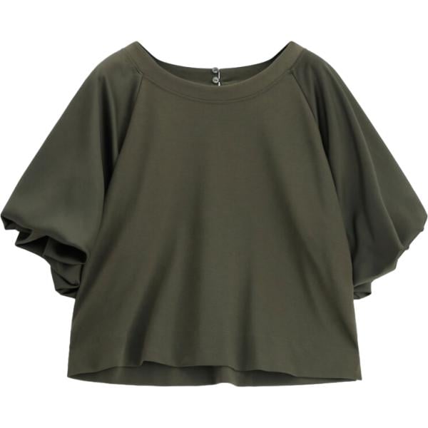Felpa da donna boxy in verde oliva girocollo a maniche corte Imperial