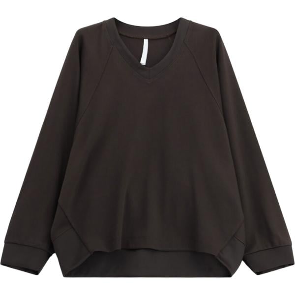 Felpa da donna in nero pece con stampe collo a v a maniche lunghe Imperial