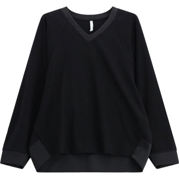 Felpa da donna in nero pece con stampe collo a v a maniche lunghe Imperial Imperial