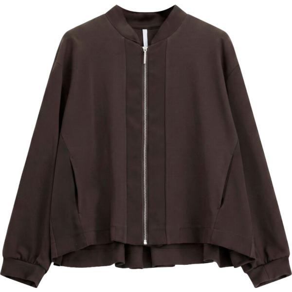 Felpa da donna in marrone scuro collo senza cappuccio a maniche lunghe con zip Imperial