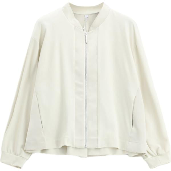 Felpa da donna in bianco avorio collo senza cappuccio a maniche lunghe con zip Imperial