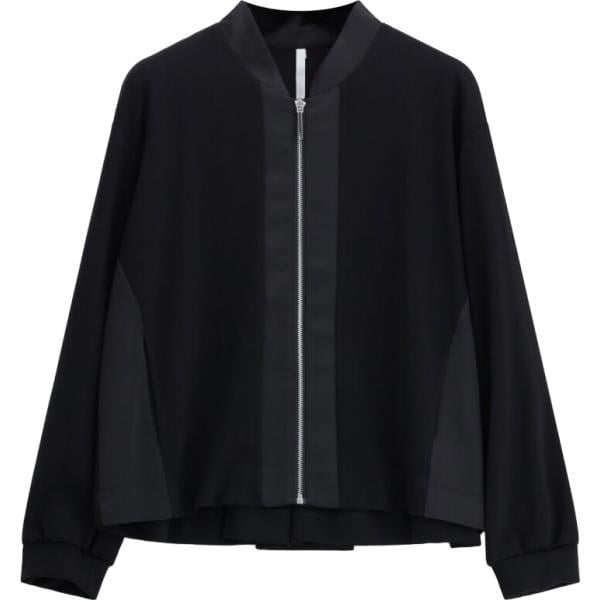 Felpa da donna in nero pece collo senza cappuccio a maniche lunghe con zip Imperial