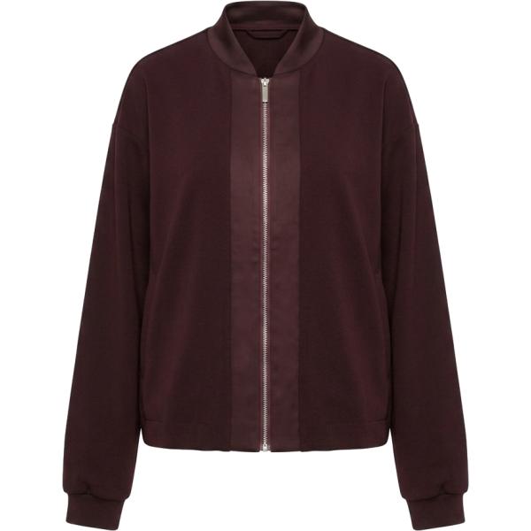 Felpa da donna in marrone scuro collo senza cappuccio a maniche lunghe con zip Imperial