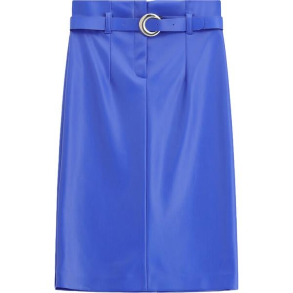 Gonna longuette da donna in blu medio a vita alta con cintura Imperial