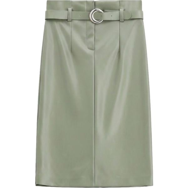 Gonna longuette da donna in marrone chiaro a vita alta con cintura Imperial