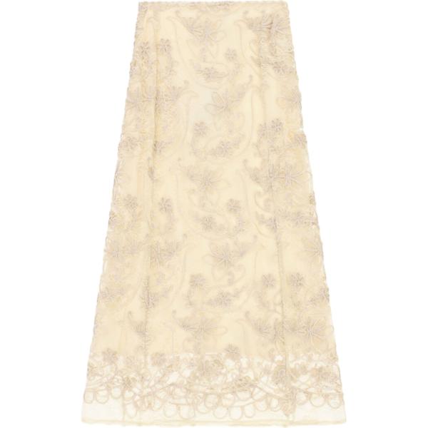 Gonna longuette da donna in beige sabbia a fiori lungo a vita alta Imperial