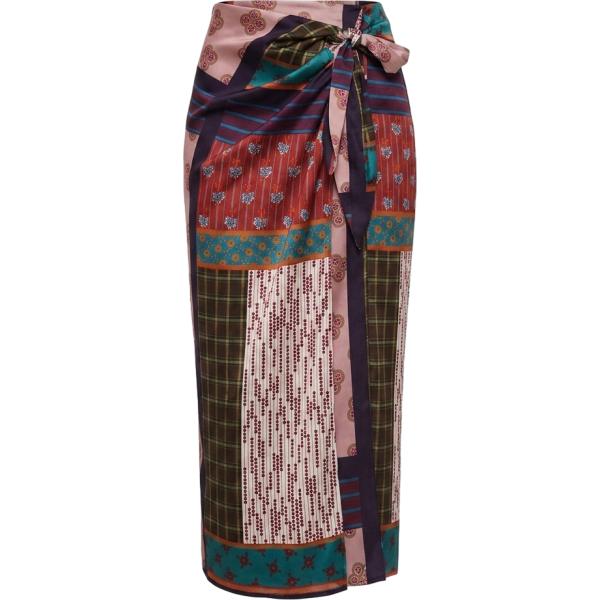 Gonna lunga da donna in nero pece con stampe lungo con cintura Imperial