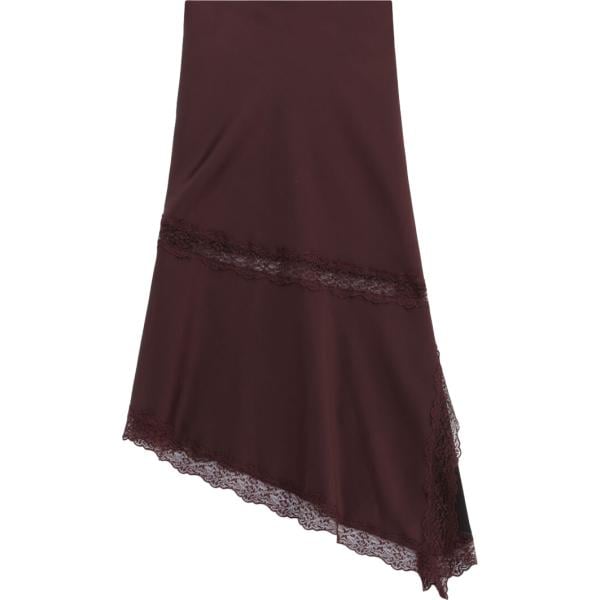 Gonna lunga da donna in marrone scuro con pizzo lungo a vita alta Imperial