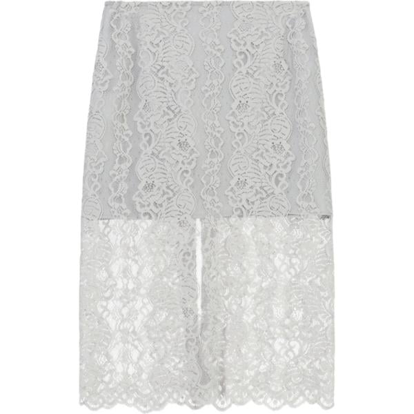Gonna longuette da donna in grigio chiaro con pizzo con spacco Imperial