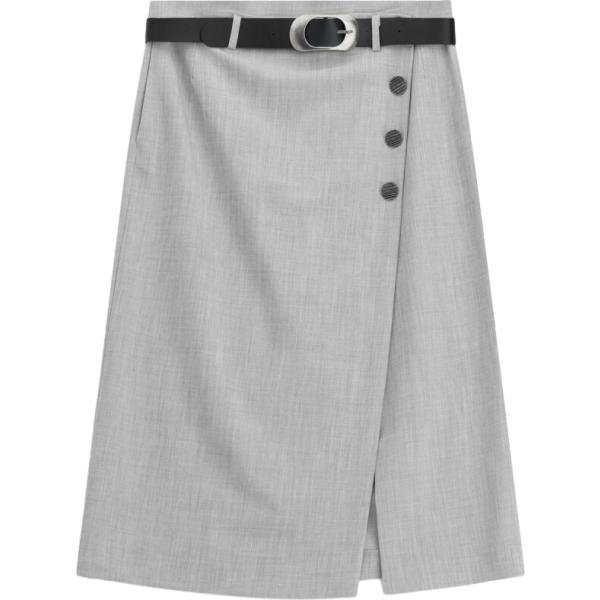 Gonna longuette da donna in grigio scuro con bottoni Imperial