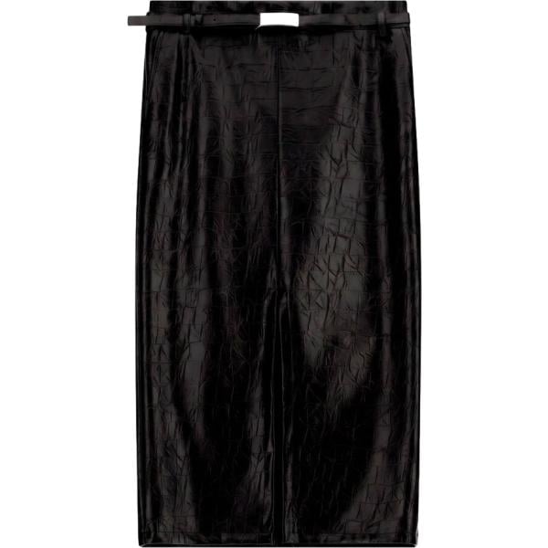 Gonna longuette da donna in nero pece con stampe a vita alta Imperial Imperial