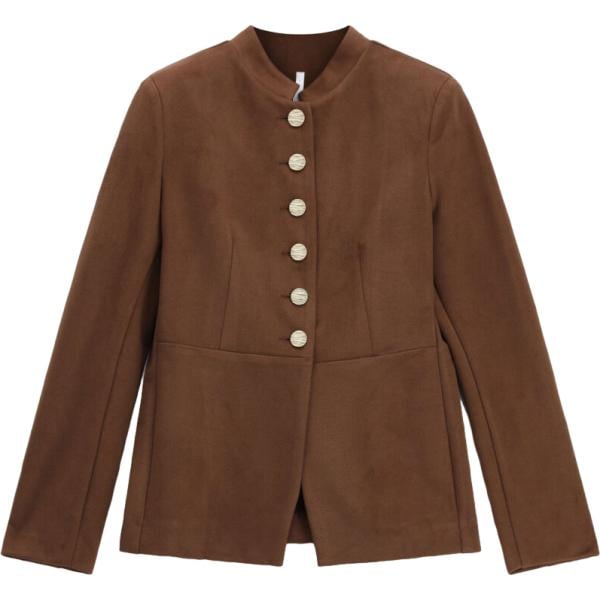 Giacca da donna in marrone scuro collo coreana Imperial
