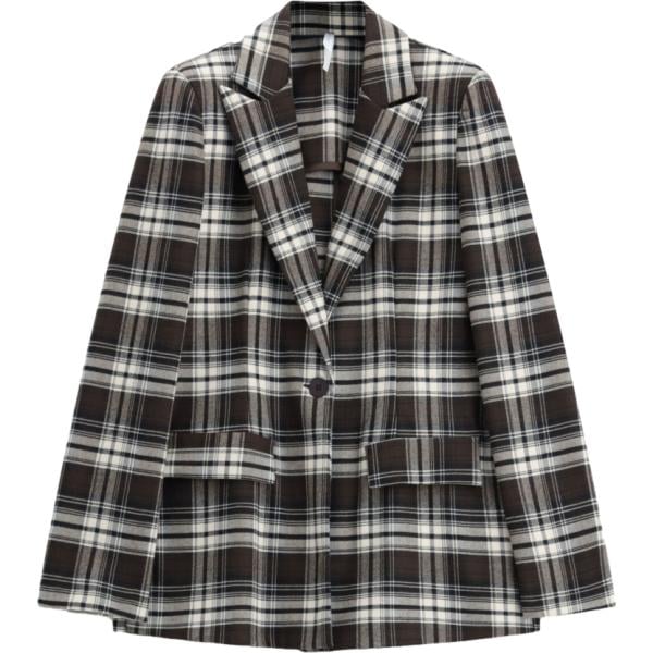 Giacca da donna in marrone scuro con stampe collo con revers monopetto Imperial