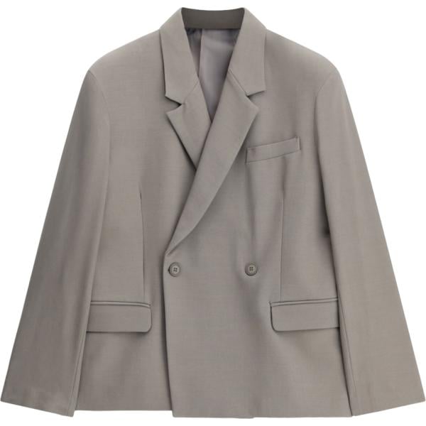 Giacca soprabito da uomo doppiopetto in grigio chiaro con stampe Imperial