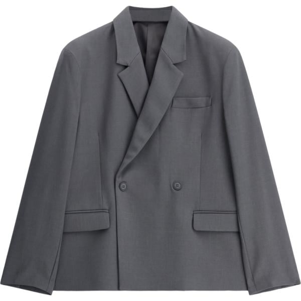 Giacca soprabito da uomo doppiopetto in grigio scuro con stampe Imperial