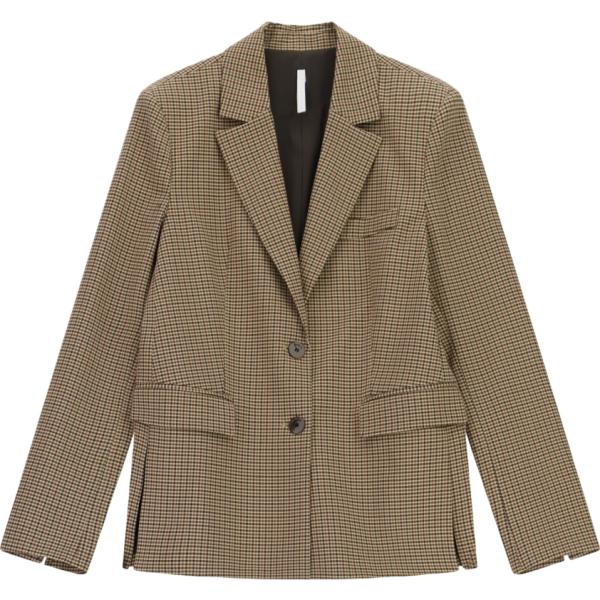 Giacca da donna in marrone scuro con stampe collo con revers completo Imperial