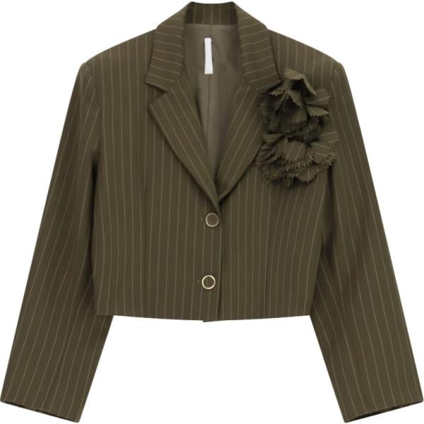 Giacca da donna in verde oliva a righe monopetto Imperial