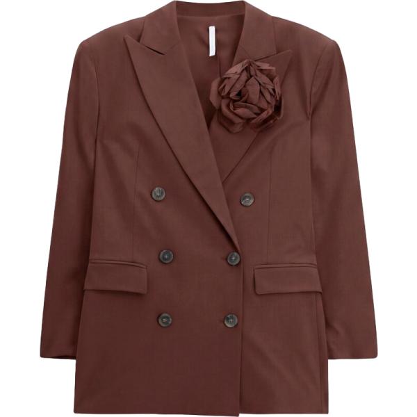 Giacca da donna in marrone scuro a fiori collo con revers Imperial