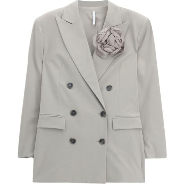 Giacca da donna in grigio chiaro a fiori collo con revers Imperial