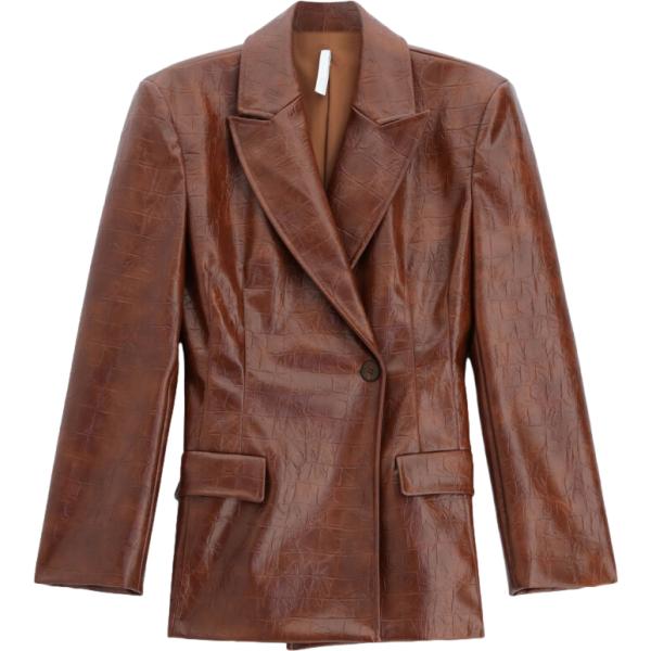 Giacca da donna in marrone scuro con stampe monopetto Imperial
