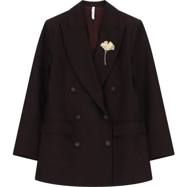 Giacca da donna in nero pece con stampe collo con revers Imperial