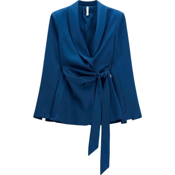 Giacca da donna in blu scuro collo con revers completo con cintura Imperial