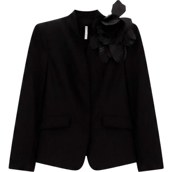 Giacca da donna in nero pece a fiori monopetto Imperial