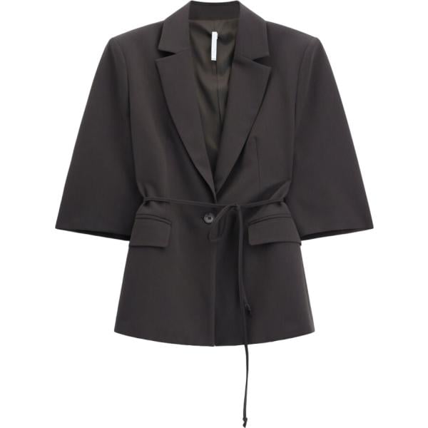 Giacca da donna in grigio scuro con stampe monopetto con cintura Imperial