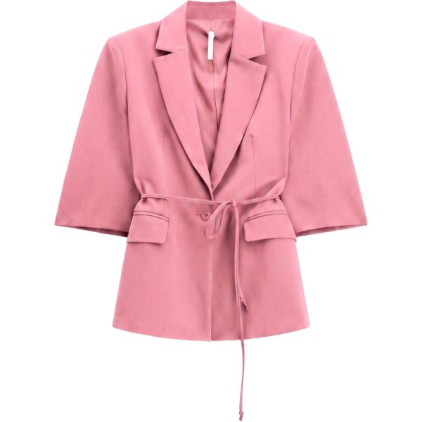 Giacca da donna in rosa chiaro con stampe monopetto con cintura Imperial