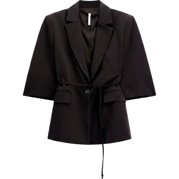 Giacca da donna in nero pece con stampe monopetto con cintura Imperial