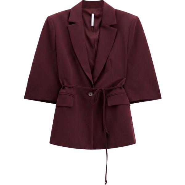 Giacca da donna in marrone scuro con stampe monopetto con cintura Imperial