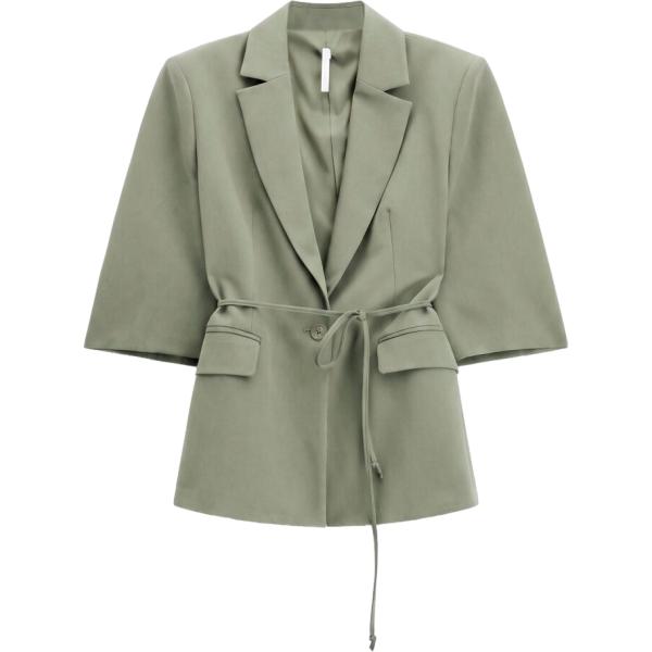 Giacca da donna in marrone chiaro con stampe monopetto con cintura Imperial