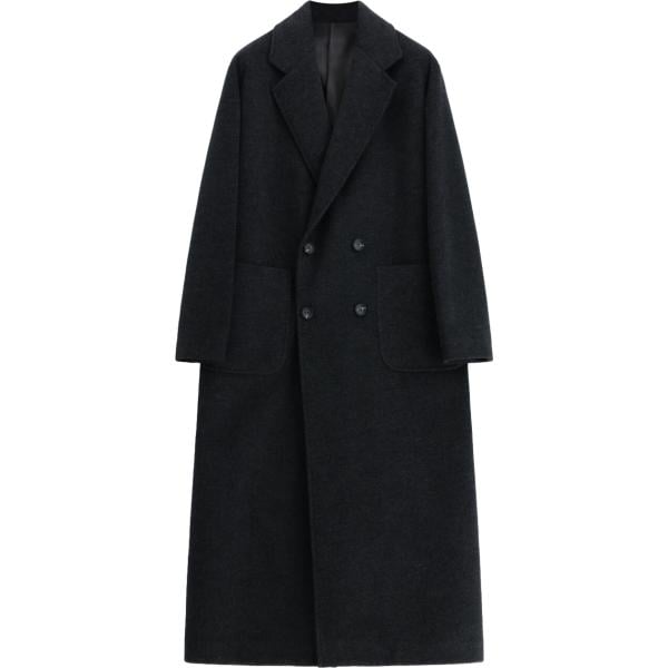 Cappotto da uomo doppiopetto in nero pece collo con revers con bottoni Imperial