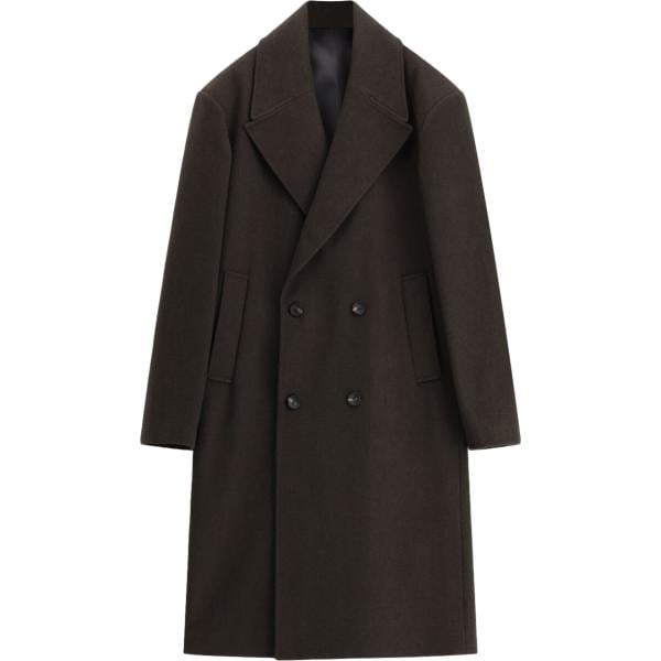 Cappotto da uomo doppiopetto in marrone scuro collo con revers Imperial