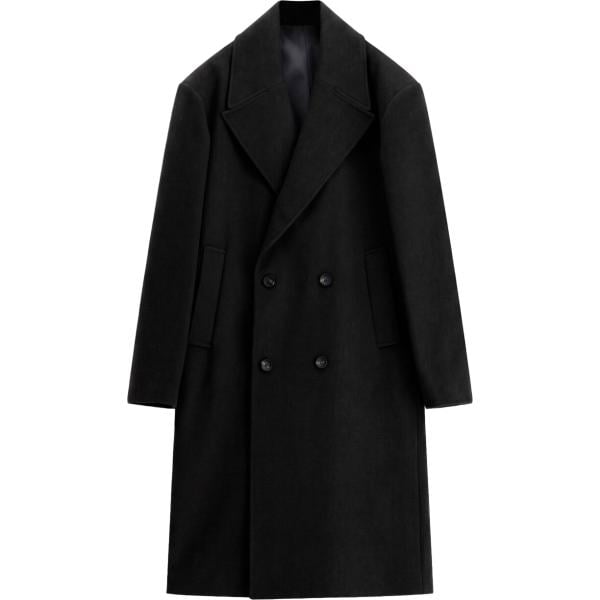 Cappotto da uomo doppiopetto in nero pece collo con revers Imperial