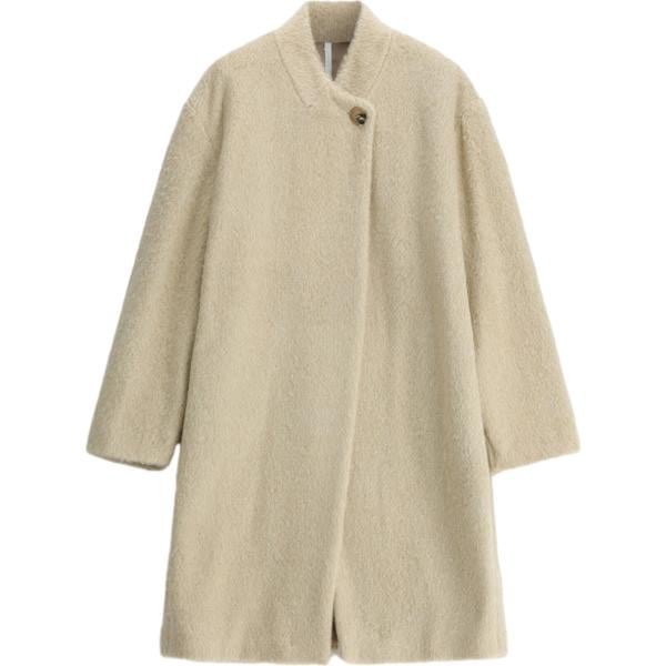 Cappotto da donna in bianco avorio collo alto monopetto Imperial