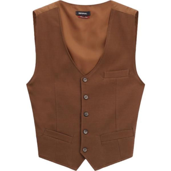 Gilet da uomo in marrone scuro con scollo monopetto Imperial