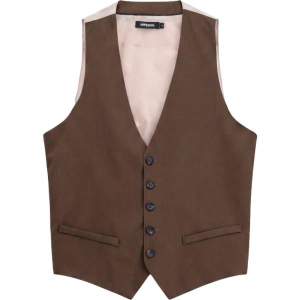 Gilet da uomo in marrone scuro monopetto Imperial