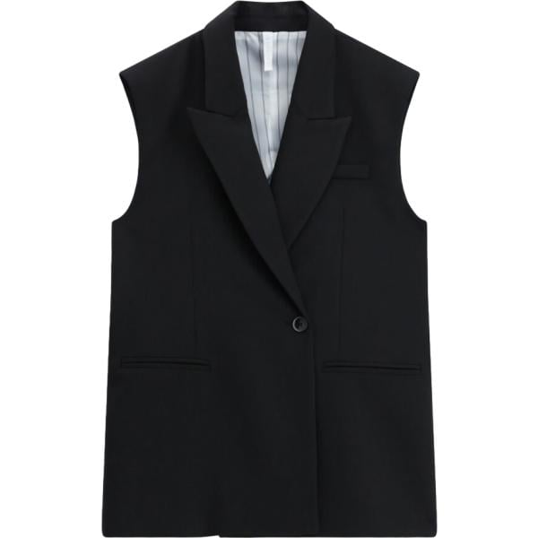 Gilet da donna in nero pece collo con revers monopetto Imperial