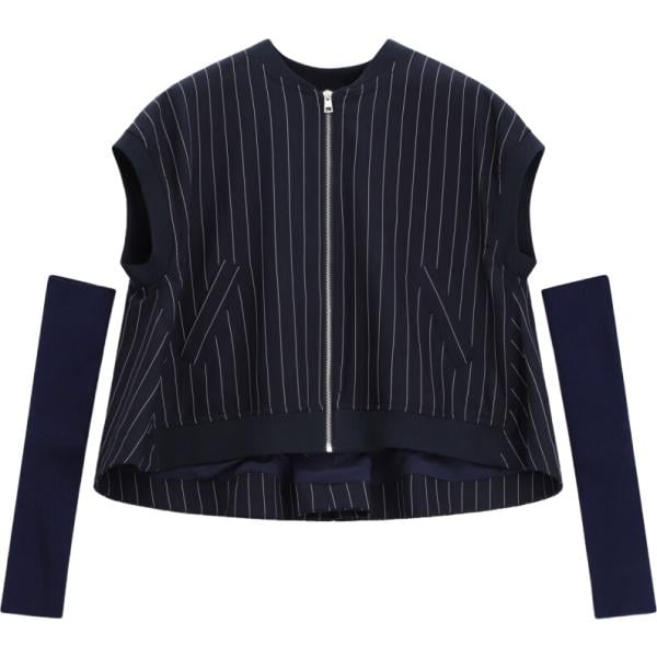 Top da donna in blu scuro a righe senza maniche con zip Imperial