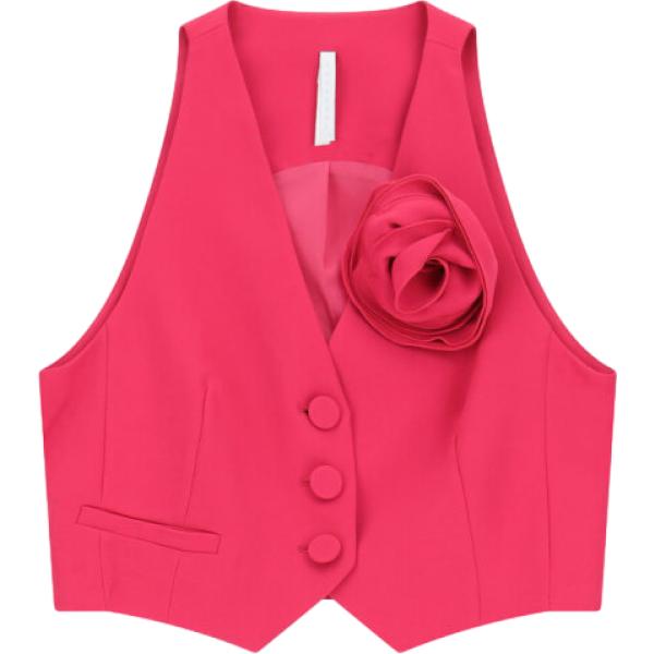 Gilet da donna in rosso classico a fiori monopetto Imperial