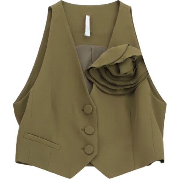 Gilet da donna in marrone scuro a fiori monopetto Imperial