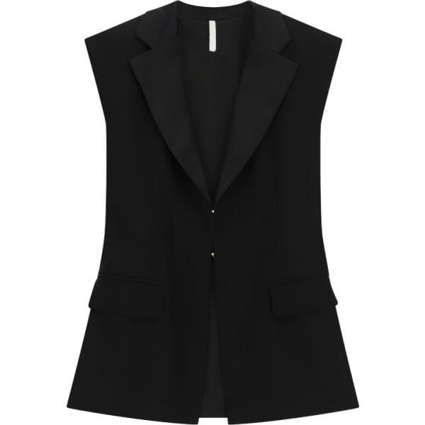 Gilet da donna in nero pece monopetto senza maniche Imperial